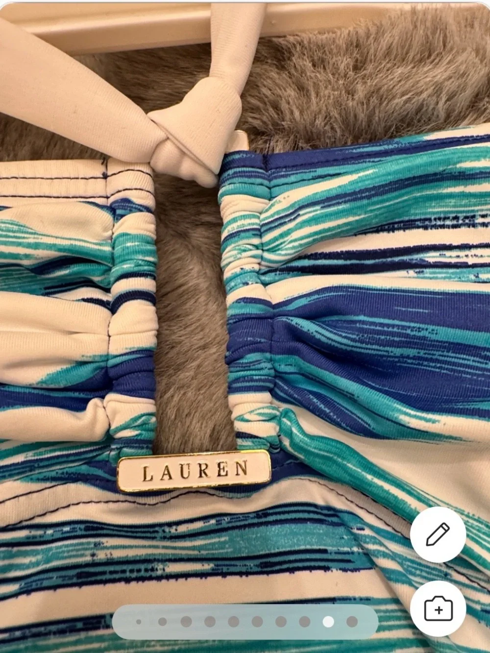 Ralph Lauren Blue & White Striped One-Piece Tankini Set